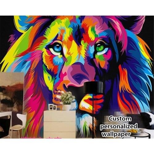 Beibehang Wallpaper home decoration custom behang art abstract oil painting lion head 3d mural wallpaper decoration wallpaper 3d