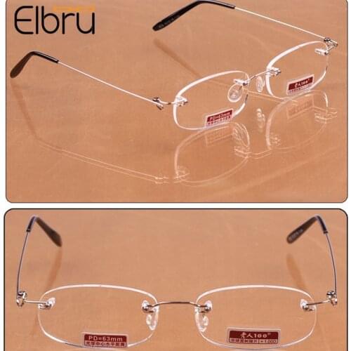 Elbru Ultralight Rimless High Quality Reading Glasses Women Men Clear Lens Anti-fatigue Computer Goggles Presbyopia Eyeglasses