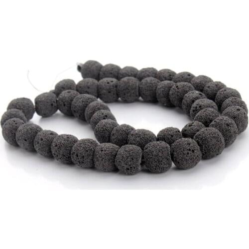 Wholesale Stone black Volcanic rock Beads Loose Beads 13mm 35pcs For Jewelry Making DIY Bracelet dfg4s