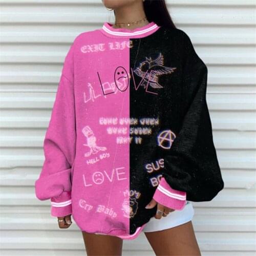 Autumn Letter Print Sweatshirt Oversized Women Cartoon Cotton Pullover O Neck Long Sleeve Loose Sweatshirts Streetwear Sudaderas