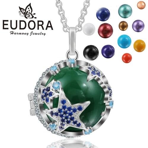 Eudora Crystal Star Locket Cage Pendant Necklace Pregnant Mexican music ball Pendants Sounds Ball Pregnant women Jewelry K198