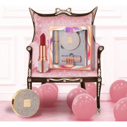 Peach Blush Romantic in Makeup Set Eyeshadow Mascara Cushion BB Lipstick Velvet Matte Thick Curling Waterproof Lasting Nude