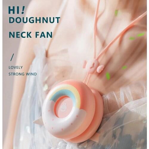 Portable Donut shape Hanging Neck Fan Mini Desk Fan Handheld Mini Fan Cooling Air Conditioner Humidifier for Outdoo