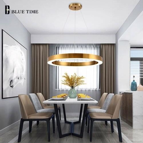 Simple LED Pendant Lights Circle Ring Ceiling Pendant Lamps for Dining Room Kitchen Living Room Bedroom Home Decoration Lighting