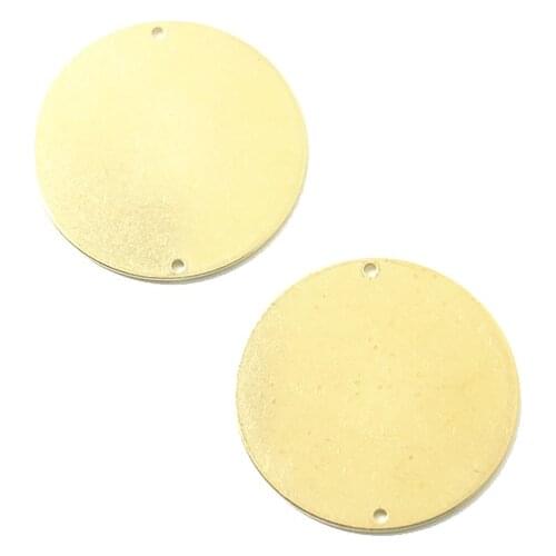 The new style brass double hole smooth surface can be engraved LOGO minimalist style earrings pendant copper accessories diy han