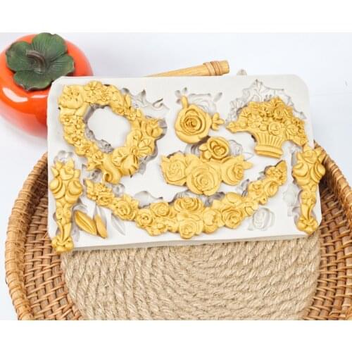 Flowers Fondant Silicone Molds For Baking Cake Decorating Tools Wedding Cake Baking Tools Lace Shaped Chocolate Jelly Molds