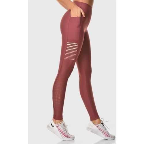 Superstacy Laser Cut Pocket High Waist Rose Dried Sports Leggings