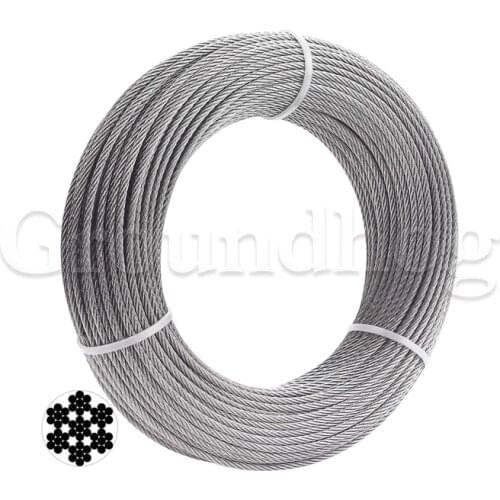 304 Stainless Steel Wire Rope 50M/100M Soft Fishing Lifting Cable 7*7 Clothesline 1mm/1.2mm/ 1.5mm/2mm