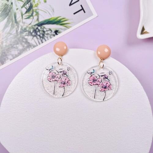 High quality Acetate acrylic flowers with hearts Jewelry Hand Made Earrings Sweet and lovely Ms eardrop gift