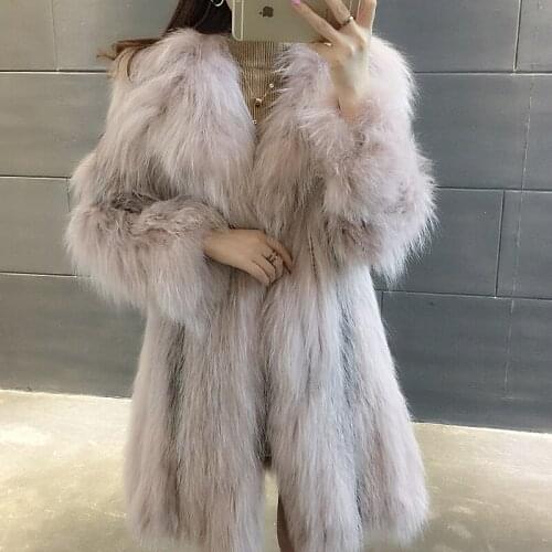 Clothes Real Fox Fur Winter Coat Women Vintage Pink Jacket Autumn Korean Long Coats Manteau Femme Hiver MY1089