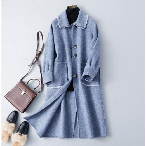 2019 Winter New High Quality Wool Coat Women Double-sided Warm Cashmere Coat Ladies Elegant Vintage Long Outerwears M278