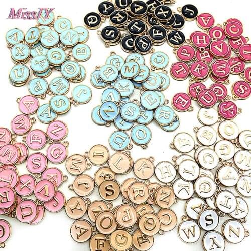 26Pcs/Lot New Enamel A-Z Alphabet Initial Letter Charms Handmade Pendant For Diy Bracelet Jewelry Making 12*15mm