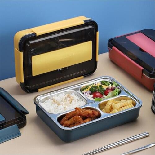 304 Stainless Steel Lunch Box Bento Box For School Kids Office Worker Microwave Heating Lunch Container Food Storage Box