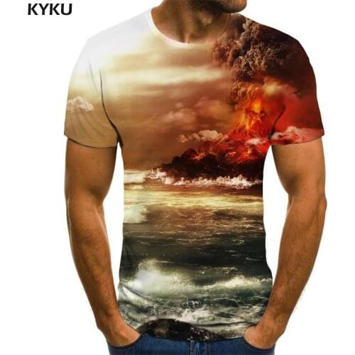 3d Tshirt Sea T-shirt Men Flame Anime Clothes Cloud Tshirt Printed Novel T-shirts 3d Short Sleeve Punk Rock Cool Streetwear