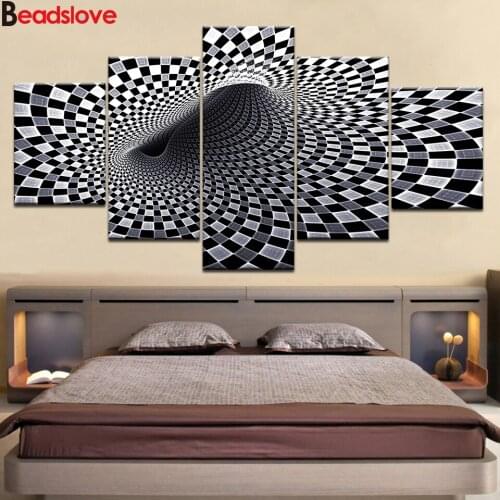 5Pieces 5d Diy Diamond Painting abstract art Diamond Embroidery Full round square Diamond Mosaicreduced pressure sticker