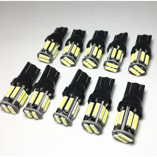 50Pcs Car T10 LED W5W 7020 10 SMD 194 168 Wedge Replacement Reverse Instrument 12V White Bulbs For Clearance Lights Panel Lamp
