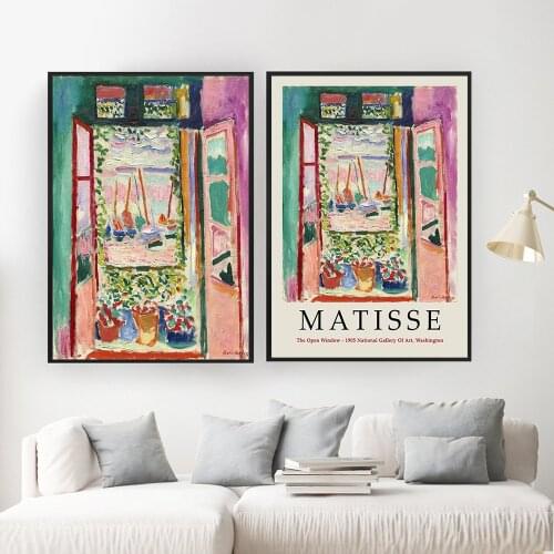 Henri Matisse Abstract Painting The open Window Minimal Illustration Wall Art Canvas Prints Vintage Poster Wall Pictures Decor