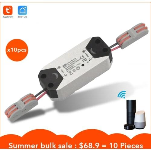 Bulk Sale 10 Pieces Tuya Smart Life WiFi Light Switch Wireless Relay AC 90-250V Module App Remote Control Works with Alexa Voice