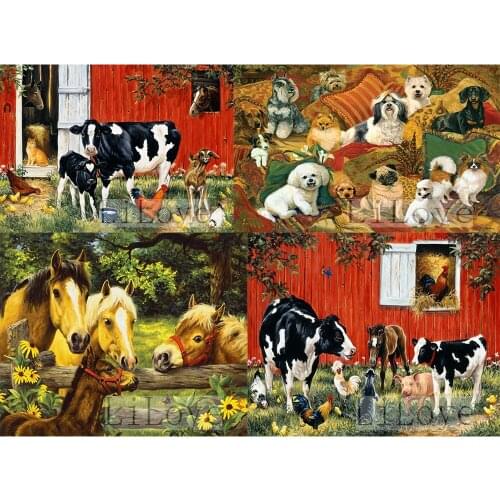 DIY Diamond Painting Cross Stitch Cows and roosters horse Mosaic Rhinestones Full Square Icon Diamond Embroidery Dog Decor FZ489