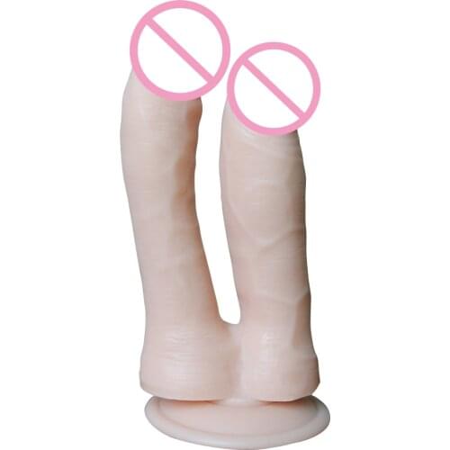 Double Dildo Realistic Penis Strong Suction Cup Dildo Clitoris Stimulator Female Masturbator Lesbian Dick Sex Toys For Women