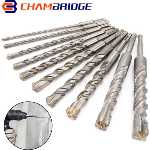 210/250/350mm Round Shank Electric Hammer Drill Bits 10-25mm Cross Type Tungsten Steel Alloy SDS Plus for Masonry Concrete Rock