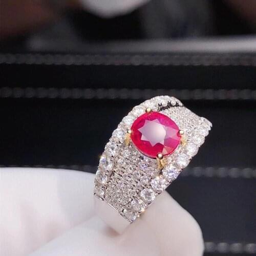 H811 Natural 1.21ct Red Ruby Ring Diamonds Jewelry Anniversary Females Rings for Womens Fine Rings