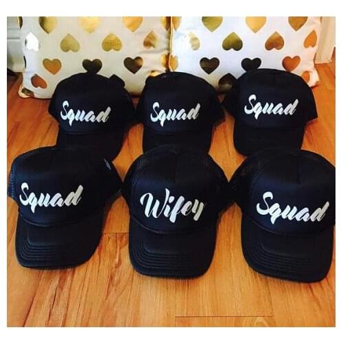 Personalized wifey squad wedding bride bridesmaid Bachelorette Mesh Trucker Snapback trucker hats caps party gifts favors