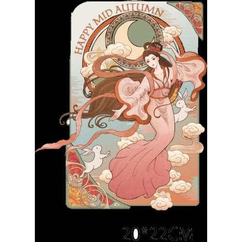 Beauty Girl Chang'e Fairy Iron on transfer wholesale Printing Patches for clothing T-shirt Biker Patch Heat PVC Stickers