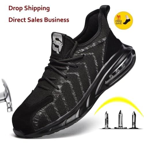 Fashion Safety Shoes Men Steel Toe Shoes Anti-puncture Work Sneakers Indestructible Work Sefety Boots Male Shoes Work Boots