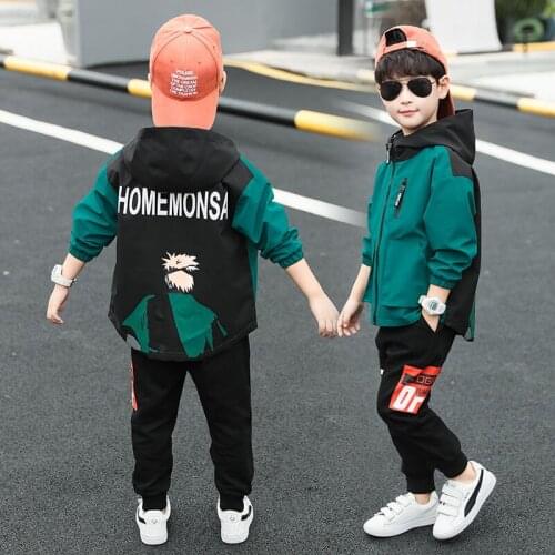 Spring Boys Jacket Jacket Boys Hoodie Autumn Zipper Cardigan Cartoon Letter Printed Jacket Youth Fashion Casual Top 4-14 Years