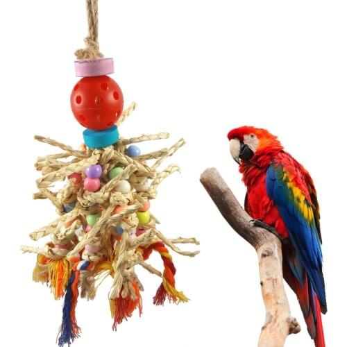LHXMAS PET TOYS Natural corn husk parrot bite toy Woven corn husk bite toy