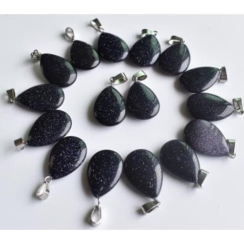 Fashion Hot Sell high quality blue sand stone water drop pendants jewelry making charms 24pcs/lot wholesale free shipping