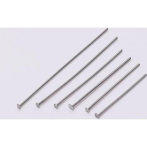100Pcs/Lot Length 16-70 mm Stainless Steel Metal Flat Head Pins Dia 0.6mm for DIY Jewelry Making Findings Supplies Accessories