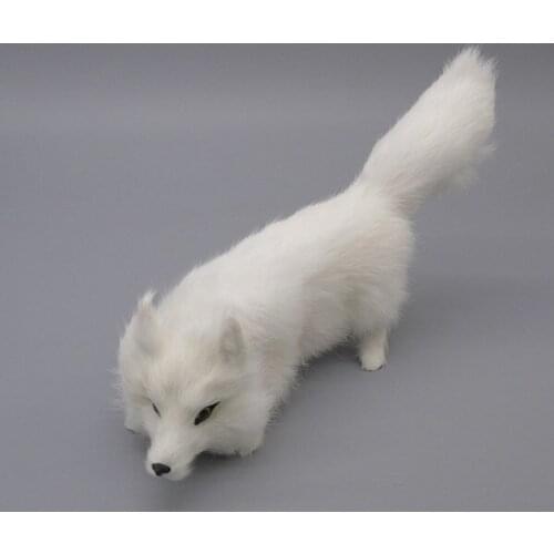 Simulation fox model polyethylene&fur white fox prop large 28x14cm handicraft home decoration gift b1848