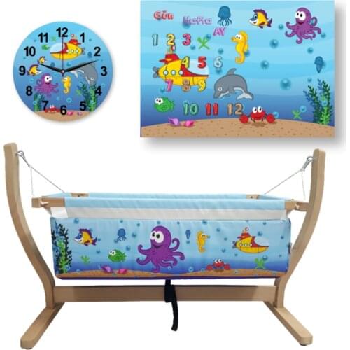 Unisex Blue Wood Hammock Cradle Set