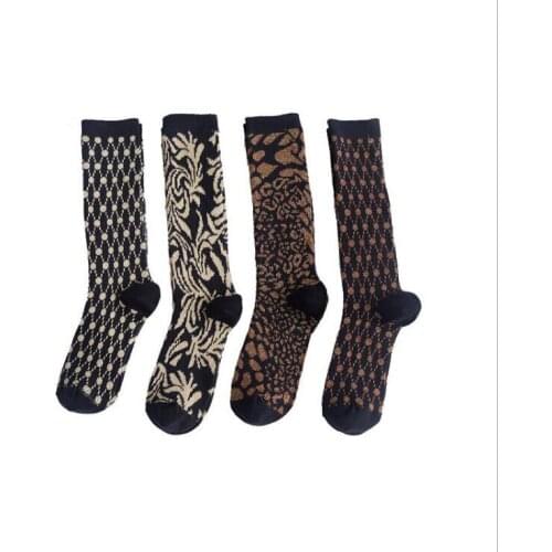 National wind totem gold and silver wire Cotton Over Knee Thigh High Stockings Autumn Winter Chic Girls Long Socks