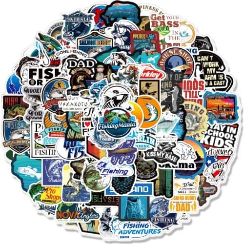 50/100PCS/Pack Fishing Outdoor Graffiti Stickers For Laptop Skateboard Guitar Luggage Motorcycle Bike Waterproof Decal Sticker