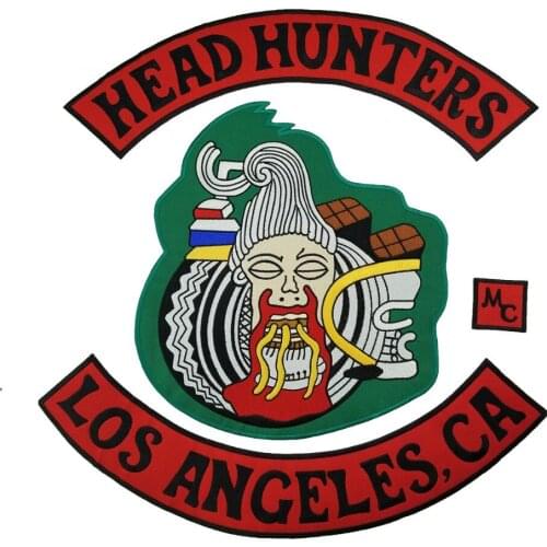HEAD Hunters Black Label Embroidery Patch Society Badge Full Set Patch Iron on Clothes Motorcycle Bikers Jackets Cool Fitting
