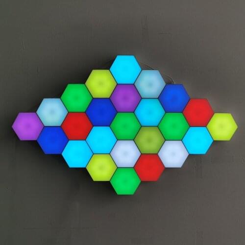 Nordic Home Decoration RGB LED Night Light,Honeycomb Modular Sensitive Light Touch Lighting Indoor Bedside Electromagnetic Light