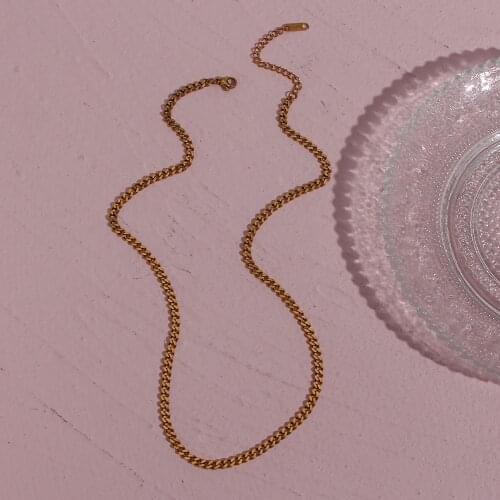 Trendy Thin Cuban Water Wave Chain Stainless Steel Necklace For Women Girls Party Gifts Best Jewelry Waterproof Tarnish Free