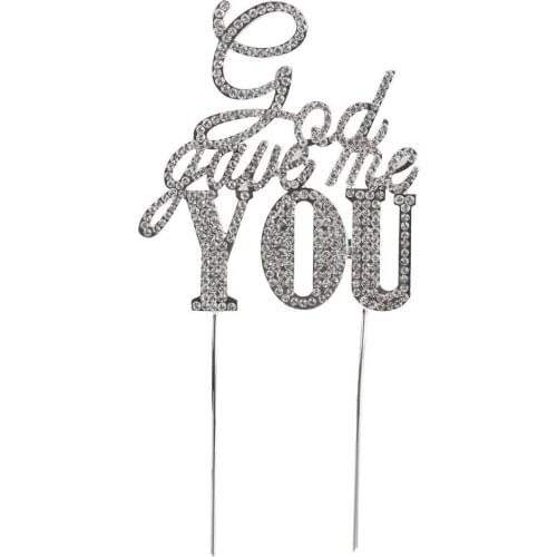 Pixnor Sparkle Rhinestone God Gave Me You Wedding Cake Topper Bling Custom Decoration Large