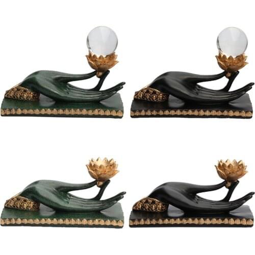 Resin Buddha Hand Display Stand for Crystal Glass Lens Ball Divination Photography Lensball Base 50 60 80mm Magic Sphere Holder