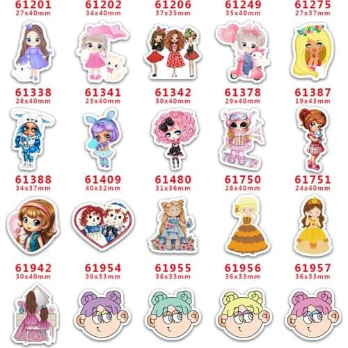 DIY Craft Supplies Sewing Accessories Cartoon Little Girl Printed Planar Resins Mold 30 Pieces. PR-61201