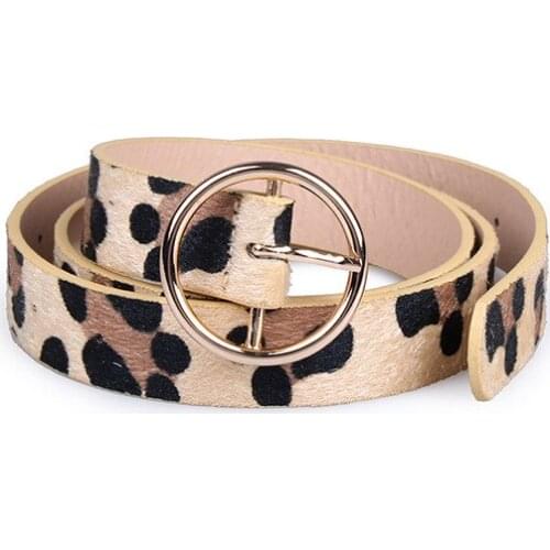 New fashion round buckle leopard pin buckle belt fashion for women strap PU leather waist BL503