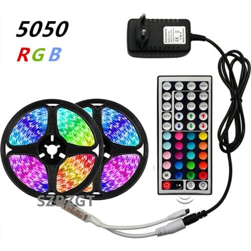 RGB 5050 SMD 2835 LED Strip Light Flexible Ribbon RGB Stripe 5M 10M 15M tape kit