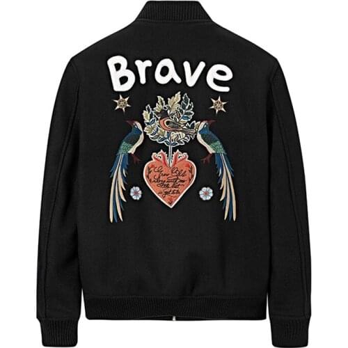 Rib New 2020 Men Sleeve Classic embroidery Bird luxury High couple Baseball Coats & Jackets Abstract digital coat Motor #N209