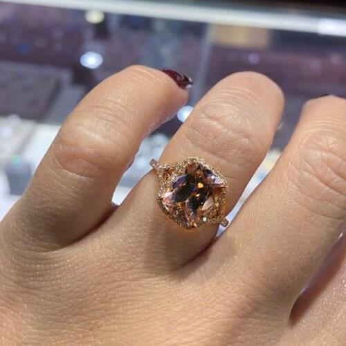 Luxury Female Champagne Stone Ring Fashion AAA Zircon Finger Wedding Rings For Women Rose Gold Wedding Engagement Ring Jewelry