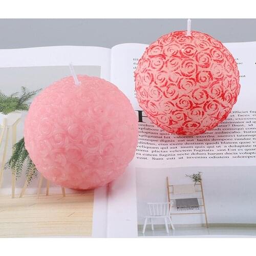 3D Rose Ball Silicone Candle Making Mold Candle Moulds DIY Candle Soap Clay Craft Tools Sphere Cake Form Candle Making