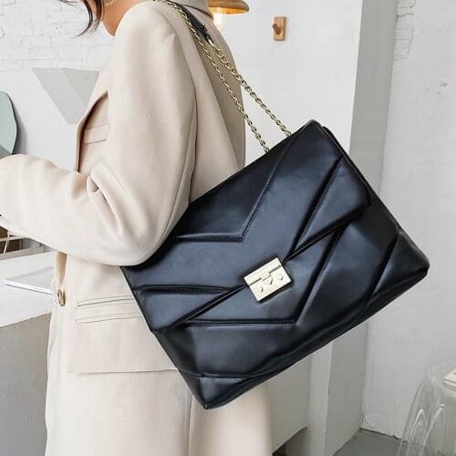 Fashion Large-capacity PU Leather Crossbody Bags for Women 2020 Winter New Tote Handbag Luxury Designer Chains Shoulder Bags