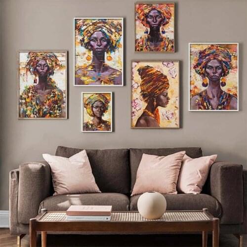 Traditional Clothing African Art Woman Printed Oil Painting on Canvas Cuadros Posters and Prints Wall Picture for Living Room